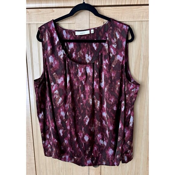 NWOT Sejour Maroon Purple Print Plus Sized 18W Sleeveless Tank Blouse Shell - Picture 1 of 4